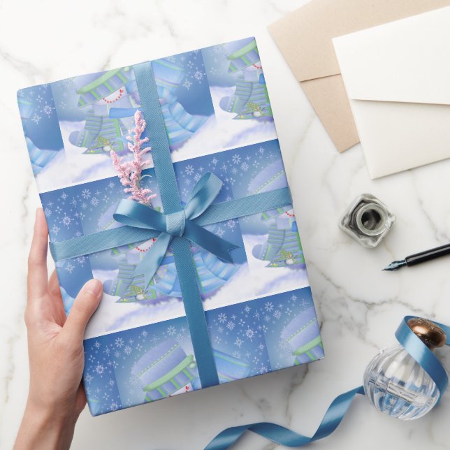 Niedliche Weihnachts-Blues Geschenkpapier (Schenken)