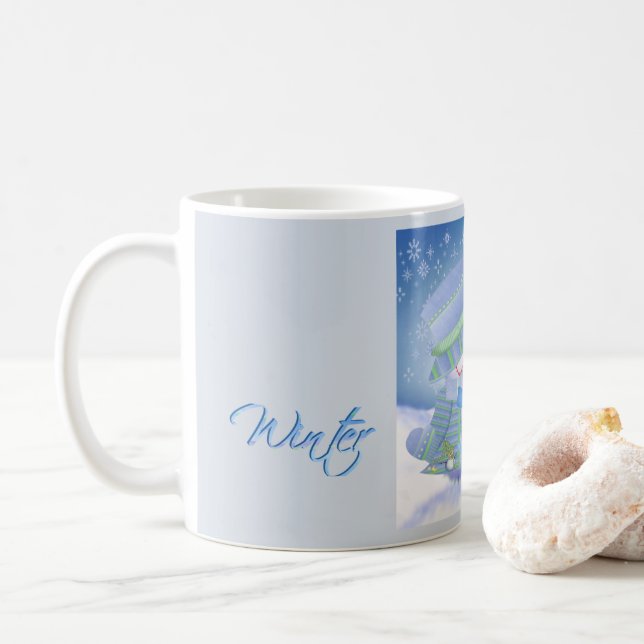 Niedliche Weihnachts-Blues Kaffeetasse (Mit Donut)