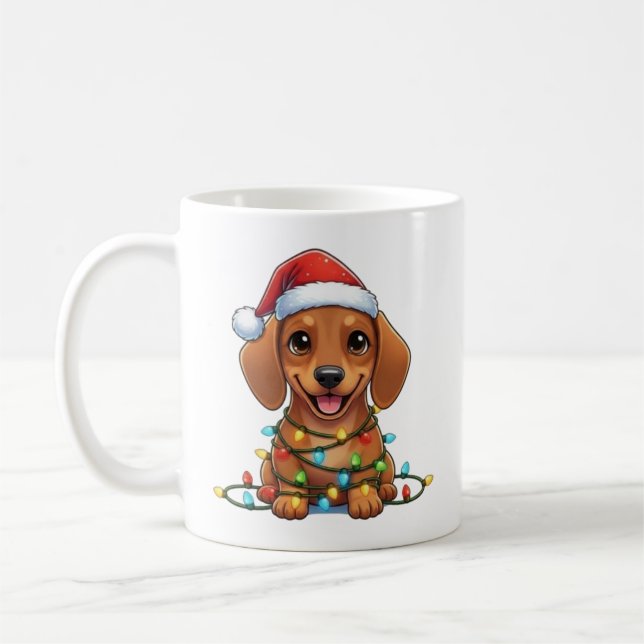 Niedliche Weihnachts-Braun-Dackel-Tasse Kaffeetasse (Links)