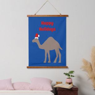 Niedliche Weihnachts-Camel-Kundenmeldung Wandteppich Mit Holzrahmen