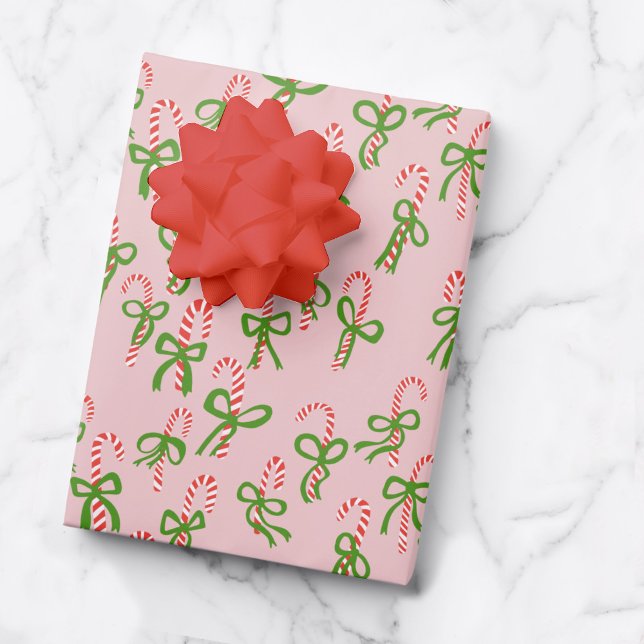 Niedliche Weihnachts-Candy Canes Xmas Urlaub Rosa Geschenkpapier Set (Cute Christmas Candy Canes Xmas Holiday Pink Wrapping Paper Sheets
)