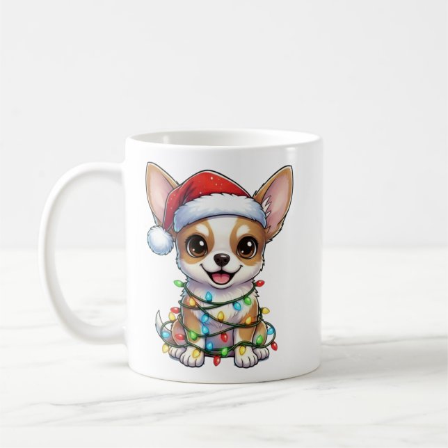 Niedliche Weihnachts-Chihuahua-Tasse Kaffeetasse (Links)