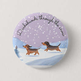 Niedliche Weihnachts-Dackeln Schneeswurst Hunde Da Button
