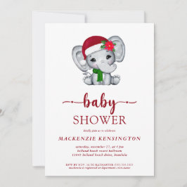 Niedliche Weihnachts-Elephant-Babydusche Einladung