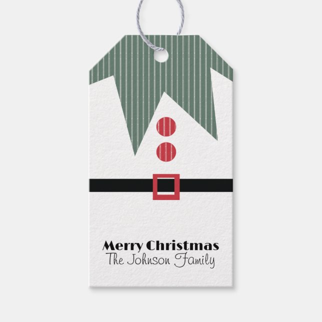 Niedliche Weihnachts-Elf-Anzug Familiengeschenke T Geschenkanhänger (Vorderseite)