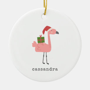 Niedliche Weihnachts Flamingo Illustration Persona Keramik Ornament