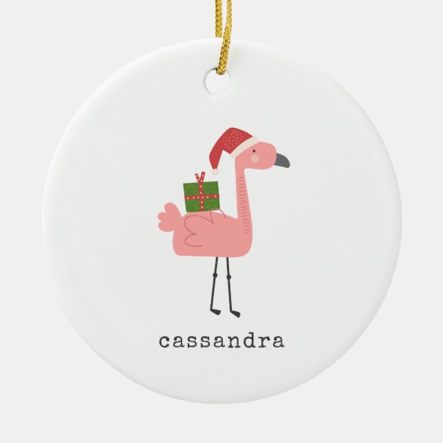Niedliche Weihnachts Flamingo Illustration Persona Keramik Ornament (Vorne)