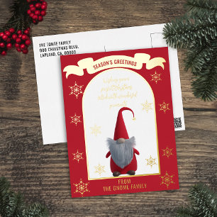 Niedliche Weihnachts Gnome Foil Holiday Postkarte