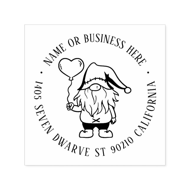 Niedliche Weihnachts-Gnome-Individuelle Name-Rücks Permastempel (Design)