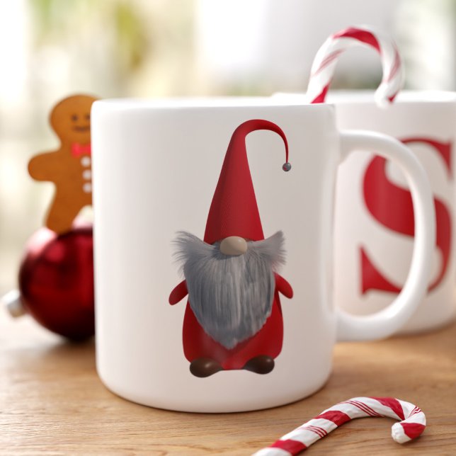 Niedliche Weihnachts-Gnome-Monogram-Tasse Jumbo-Tasse (Add your initial to this cute gnome coffee mug and fill with your favorite festive brew)