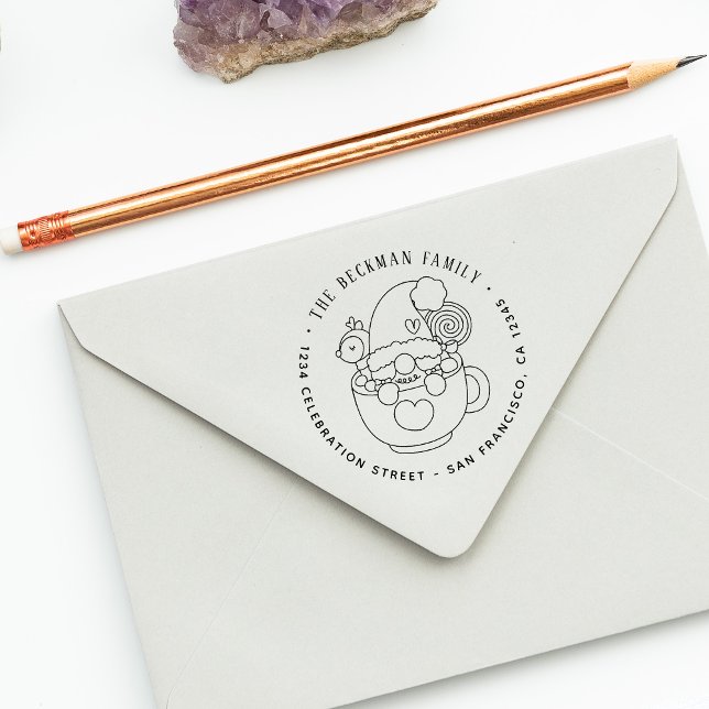 Niedliche Weihnachts-Gnome-Rücksendeadresse Permastempel (Cute Christmas Gnome Holiday Return Address Self-inking Stamp)