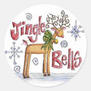 Niedliche Weihnachts-Jingle-Bell-Sticker Runder Aufkleber