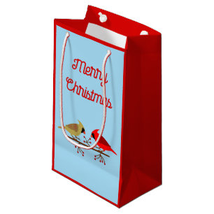 Niedliche Weihnachts-Kardinäle und Red Berries Cus Kleine Geschenktüte