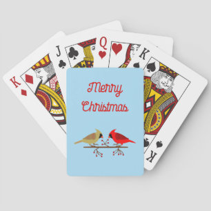 Niedliche Weihnachts-Kardinäle und Red Berries Cus Spielkarten