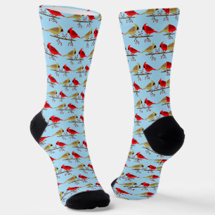 Niedliche Weihnachts-Kardinäle und Rote Berer Gemu Socken