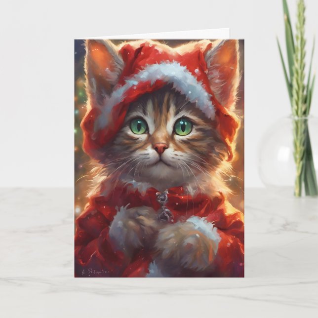 Niedliche Weihnachts-Kittenkarte Feiertagskarte (Vorderseite)