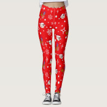 Niedliche Weihnachts-Kitty Rote Leggings