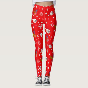 Niedliche Weihnachts-Kitty Rote Leggings