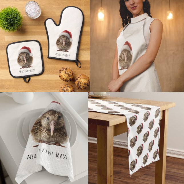 Niedliche Weihnachts-Kiwi, Brauch Ofenhandschuh & Topflappen-Set (Von Creator hochgeladen)