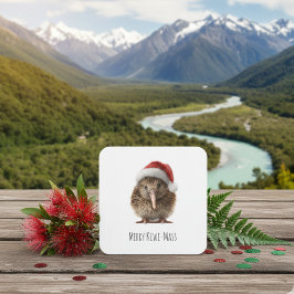 Niedliche Weihnachts-Kiwi, Brauch Rechteckiger Pappuntersetzer