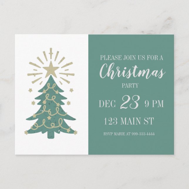 Niedliche Weihnachts-Party Einladung Postkarte (Vorderseite)