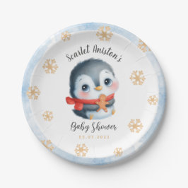 Niedliche Weihnachts-Penguin-Kinderdusche Pappteller