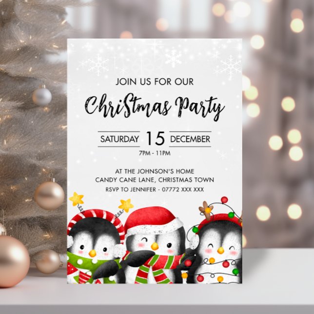 Niedliche Weihnachts-Penguin-Party Einladung (Penguin Christmas Party Invitation)