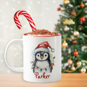 Niedliche Weihnachts-Penguin-Tasse Zweifarbige Tasse