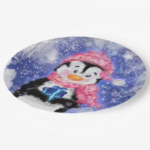 Niedliche Weihnachts-Pinguin-Papier-Teller Pappteller