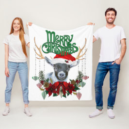 Niedliche Weihnachts-Pygmäe-Ziege mit Antler und K Fleecedecke