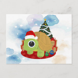 Niedliche Weihnachts-Schildkröte Winter-Schneefall Postkarte