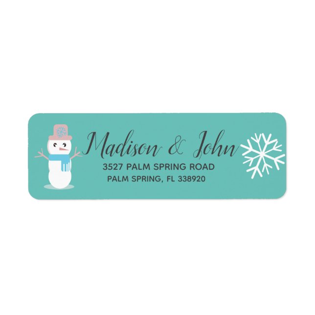 Niedliche Weihnachts-Snowman-Snowflake-Adresse (Vorne)