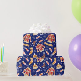 Niedliche Weihnachts-Sweater-Weather-Winter-Navy Geschenkpapier