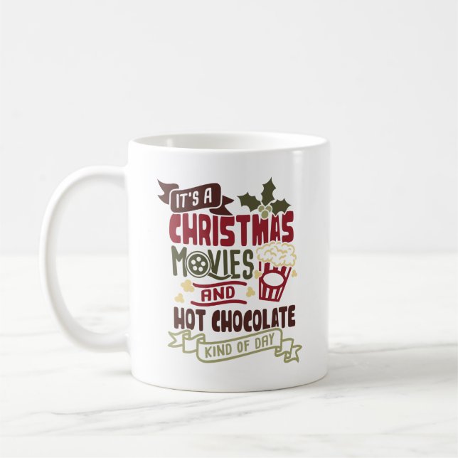 Niedliche Weihnachts-Tasse Weihnachtsfilme ansehen Kaffeetasse (Links)