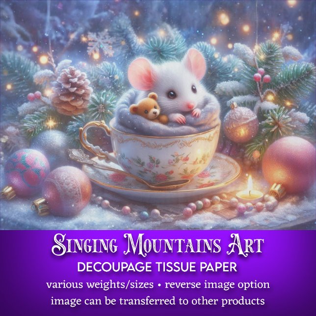 Niedliche Weihnachts-Teacup-Maus und Teddy-Bär-Dek Seidenpapier (Von Creator hochgeladen)