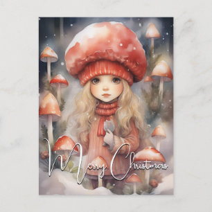 Niedliche Weihnachts-Toadstool Pixie Feiertagspostkarte