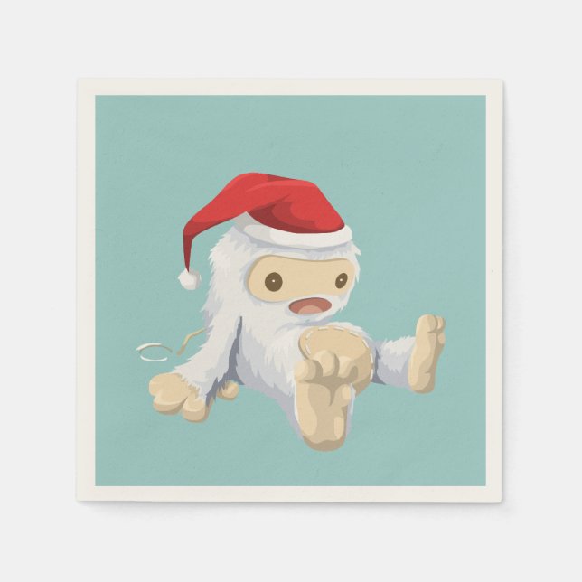 Niedliche Weihnachts-Yeti Toy-Puppe Serviette (Vorderseite)