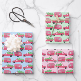 Niedliche Weihnachtsanhänger RVs Camping-Reise-Url Geschenkpapier Set