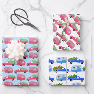 Niedliche Weihnachtsanhänger RVs Camping-Reise-Url Geschenkpapier Set