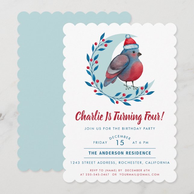 Niedliche Weihnachtsbädchen Geburtstagsparty Einladung (Vorne/Hinten)