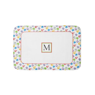 Niedliche Weihnachtsbälle und Geschenkmuster monog Badematte