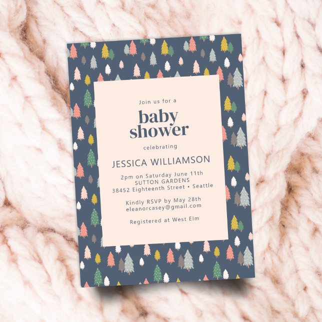 Niedliche Weihnachtsbäume Blue Green Baby Dusche Einladung (Von Creator hochgeladen)