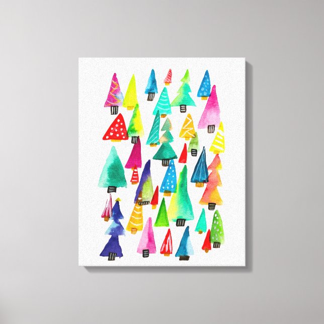 Niedliche Weihnachtsbäume Leinwanddruck (Vorderseite)