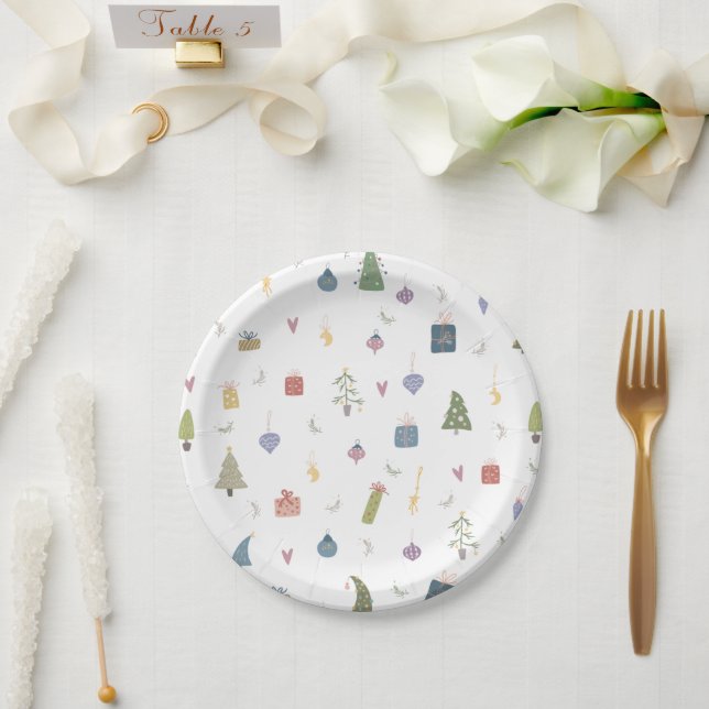 Niedliche Weihnachtsbäume präsentieren Ziermuster Pappteller (Hochzeit)