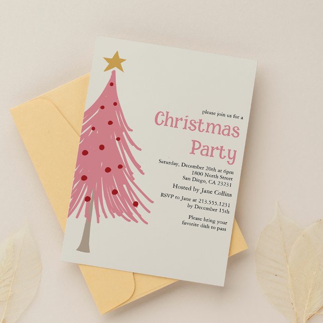 Niedliche Weihnachtsbäume Rosa Muster Party Einladung (Von Creator hochgeladen)