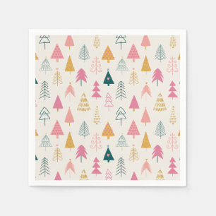 Niedliche Weihnachtsbäume Rosa Muster Serviette
