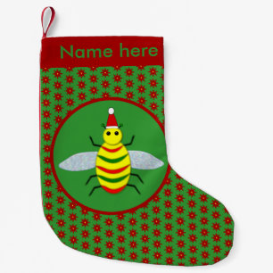Niedliche Weihnachtsbäume und Poinsettia Blume Cus Kleiner Weihnachtsstrumpf