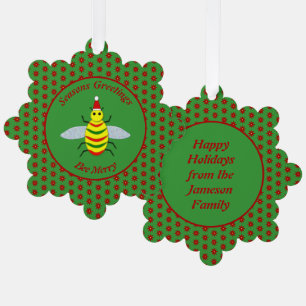 Niedliche Weihnachtsbäume und Poinsettia Blume Cus Ornament Karte