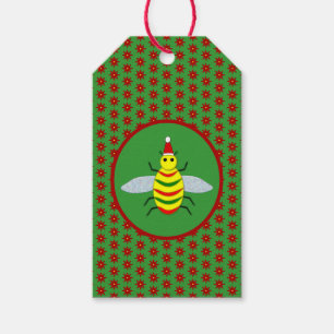 Niedliche Weihnachtsbäume und Poinsettia-Blume Geschenkanhänger