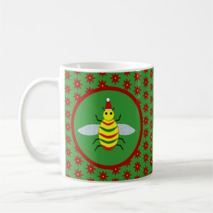 Niedliche Weihnachtsbäume und Poinsettia-Blume Kaffeetasse